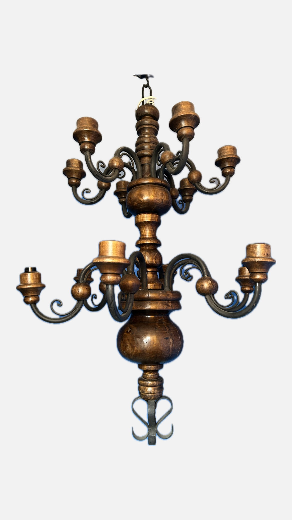 Candil 12 luces madera